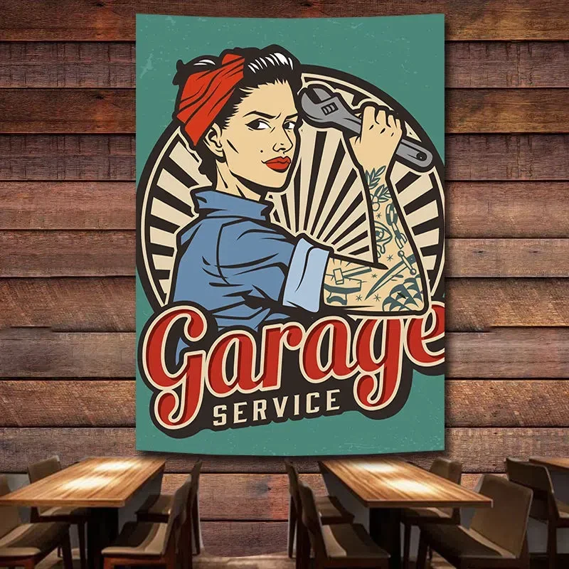 Auto Repair Shop Banners - GARAGE SERVICE, винтажный постер для ремонта