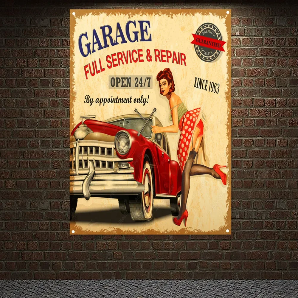 Auto Repair Shop Banners - Винтажный АВТОМОБИЛЬ Полный СЕРВИС И РЕМОНТ