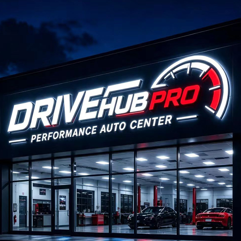 Вывеска с подсветкой LED, нару – обзор и цена Auto Repair Shop Logo Design